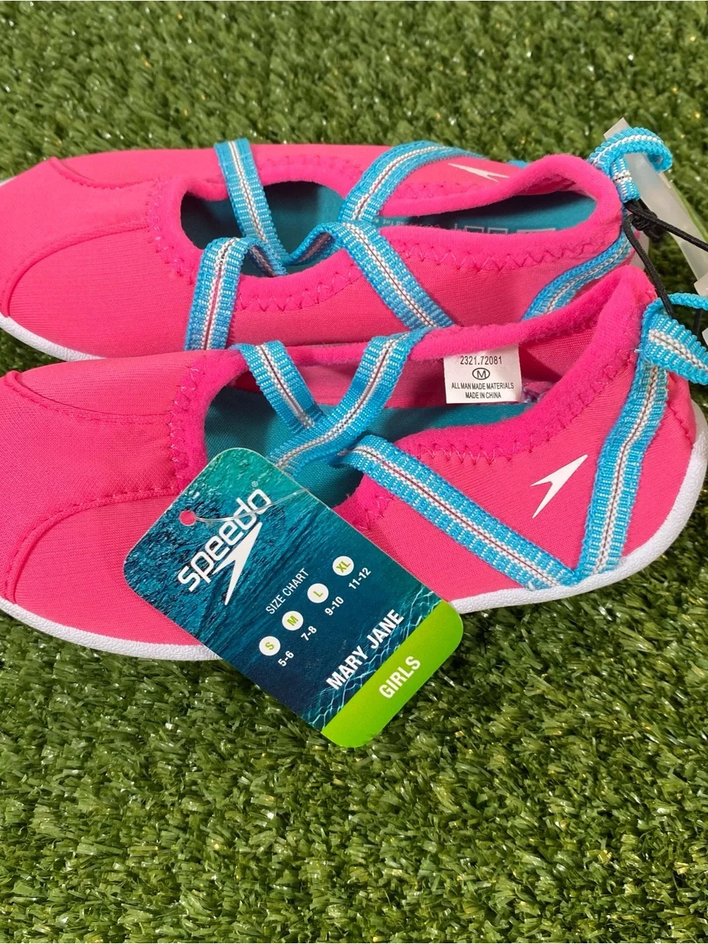 Speedo Mary Jane Water Shoes Kid's Size Girls Med (7-8) Pink Blue Summer Pool